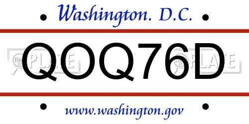 QOQ76D District Of Columbia License Plate