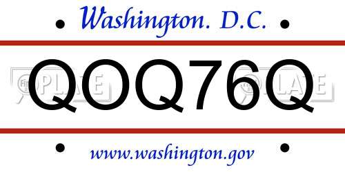 QOQ76Q District Of Columbia License Plate