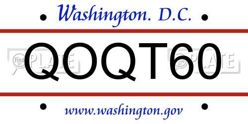 QOQT60 District Of Columbia License Plate