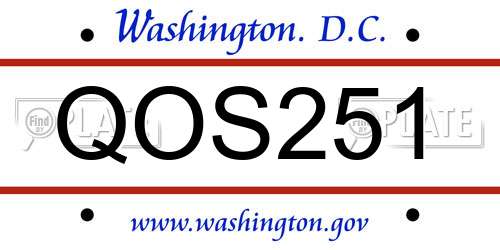 QOS251 District Of Columbia License Plate