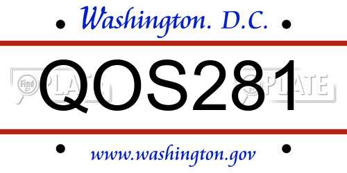 QOS281 District Of Columbia License Plate