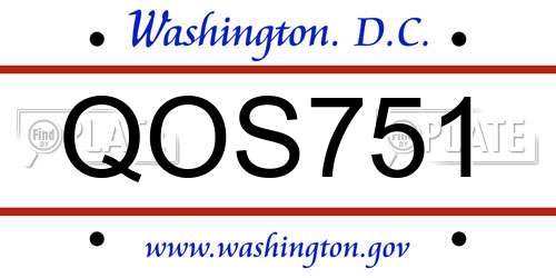 QOS751 District Of Columbia License Plate