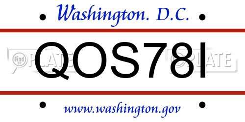 QOS78I District Of Columbia License Plate