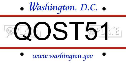 QOST51 District Of Columbia License Plate