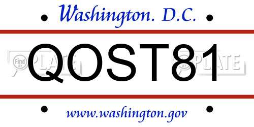 QOST81 District Of Columbia License Plate