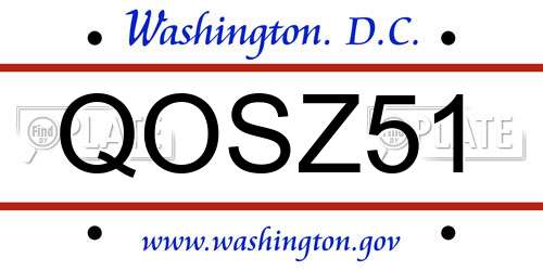 QOSZ51 District Of Columbia License Plate