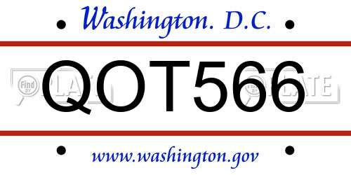 QOT566 District Of Columbia License Plate