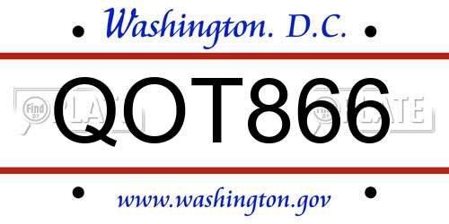 QOT866 District Of Columbia License Plate