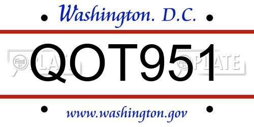 QOT951 District Of Columbia License Plate