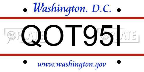QOT95I District Of Columbia License Plate