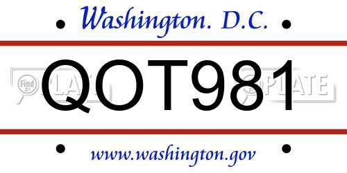 QOT981 District Of Columbia License Plate