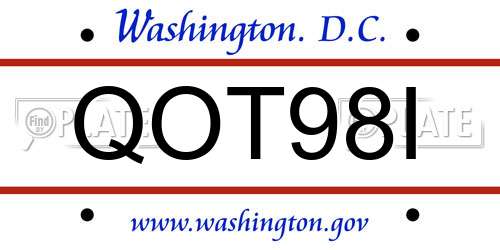 QOT98I District Of Columbia License Plate