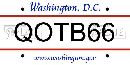 QOTB66 District Of Columbia License Plate
