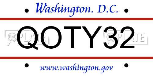 QOTY32 District Of Columbia License Plate