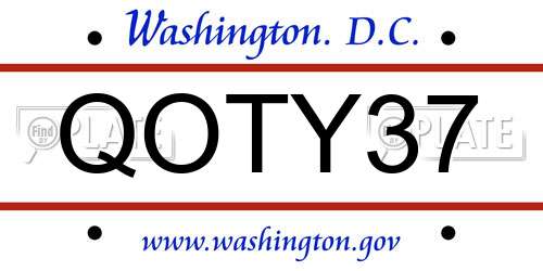 QOTY37 District Of Columbia License Plate