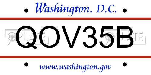 QOV35B District Of Columbia License Plate
