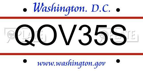 QOV35S District Of Columbia License Plate