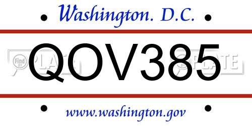QOV385 District Of Columbia License Plate