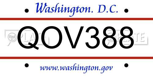QOV388 District Of Columbia License Plate