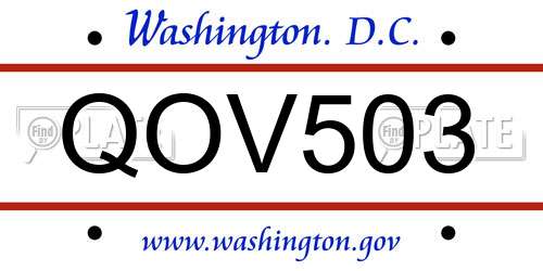 QOV503 District Of Columbia License Plate