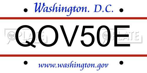 QOV50E District Of Columbia License Plate