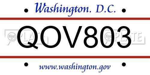 QOV803 District Of Columbia License Plate