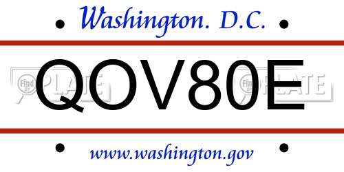 QOV80E District Of Columbia License Plate