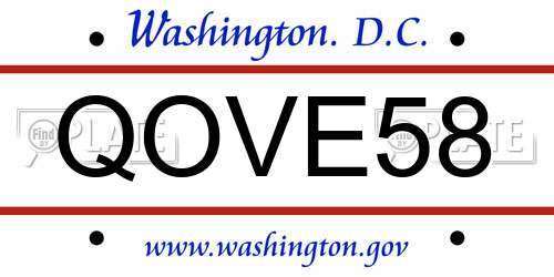 QOVE58 District Of Columbia License Plate