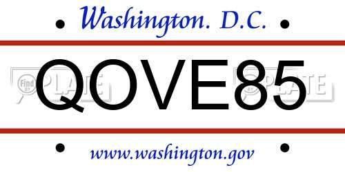 QOVE85 District Of Columbia License Plate