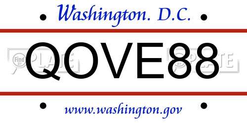 QOVE88 District Of Columbia License Plate
