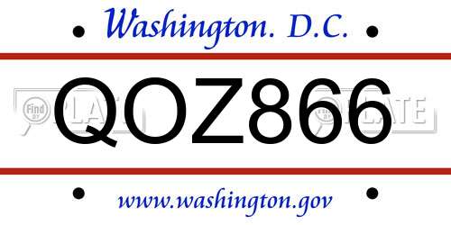 QOZ866 District Of Columbia License Plate