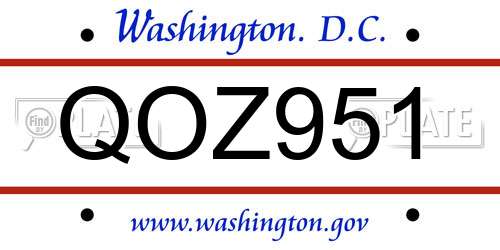 QOZ951 District Of Columbia License Plate