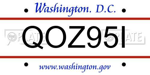 QOZ95I District Of Columbia License Plate