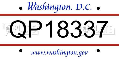 QP18337 District Of Columbia License Plate