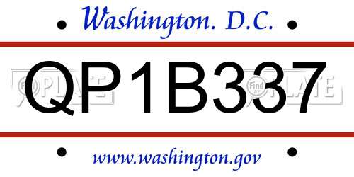 QP1B337 District Of Columbia License Plate