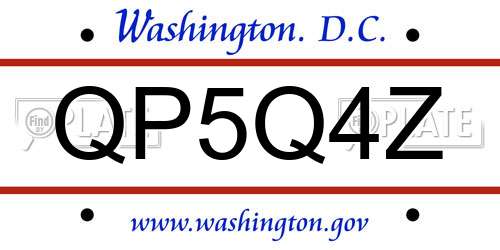 QP5Q4Z District Of Columbia License Plate