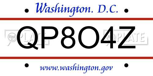 QP8O4Z District Of Columbia License Plate