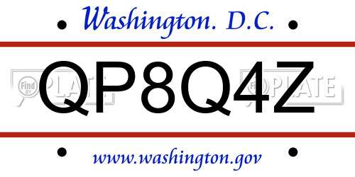 QP8Q4Z District Of Columbia License Plate