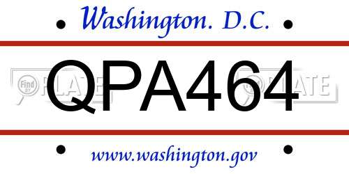 QPA464 District Of Columbia License Plate