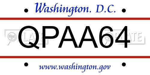 QPAA64 District Of Columbia License Plate