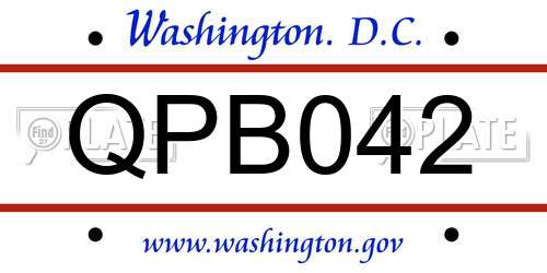 QPB042 District Of Columbia License Plate