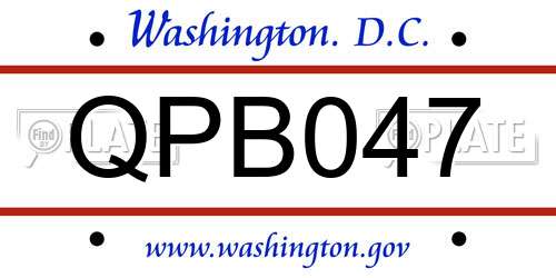 QPB047 District Of Columbia License Plate