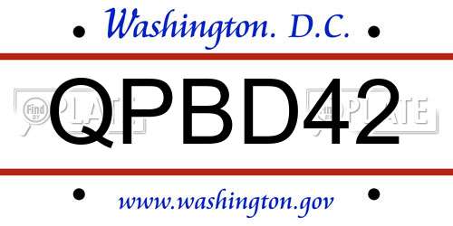 QPBD42 District Of Columbia License Plate