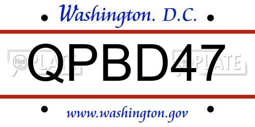 QPBD47 District Of Columbia License Plate