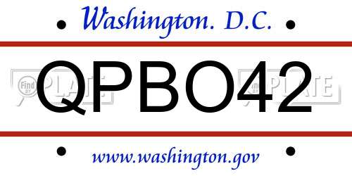 QPBO42 District Of Columbia License Plate