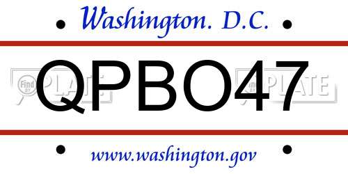 QPBO47 District Of Columbia License Plate