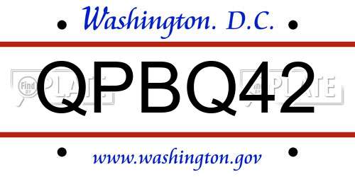 QPBQ42 District Of Columbia License Plate