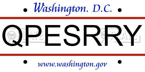 QPESRRY District Of Columbia License Plate