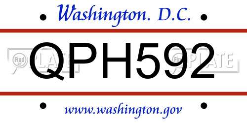 QPH592 District Of Columbia License Plate