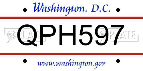 QPH597 District Of Columbia License Plate
